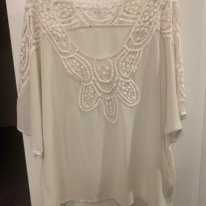 Creams lace blouse size large